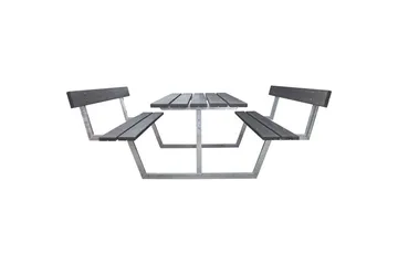 Piknikbord Rustikk Metall Med Ryggstøtte, - Med Ryggstøtte, Grå - Hagemøbler - Hagebord - Piknikbord