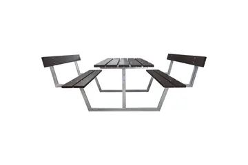Piknikbord Rustikk Metall Med Ryggstøtte - Med Ryggstøtte, Brun - Hagemøbler - Hagebord - Piknikbord