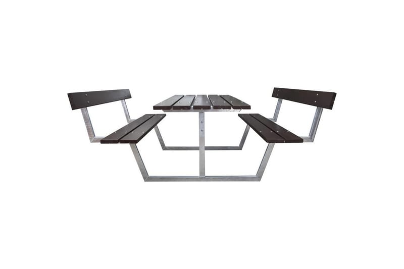 Piknikbord Rustikk Metall Med Ryggstøtte - Med Ryggstøtte, Brun - Hagemøbler - Hagebord - Piknikbord