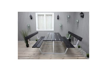 Piknikbord Rustikk Metall Med Ryggstøtte - Med Ryggstøtte, Svart - Hagemøbler - Hagebord - Piknikbord