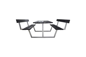 Piknikbord Rustikk Metall Med Ryggstøtte - Med Ryggstøtte, Svart - Hagemøbler - Hagebord - Piknikbord