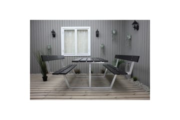 Piknikbord Rustikk Metall Med Ryggstøtte - Med Ryggstøtte, Svart - Hagemøbler - Hagebord - Piknikbord