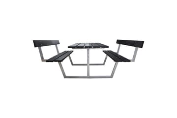 Piknikbord Rustikk Metall Med Ryggstøtte - Med Ryggstøtte, Svart - Hagemøbler - Hagebord - Piknikbord