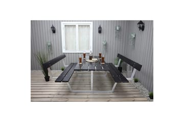 Piknikbord Rustikk Metall Med Ryggstøtte - Med Ryggstøtte, Svart - Hagemøbler - Hagebord - Piknikbord