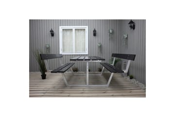 Piknikbord Rustikk Metall Med Ryggstøtte - Med Ryggstøtte, Svart - Hagemøbler - Hagebord - Piknikbord