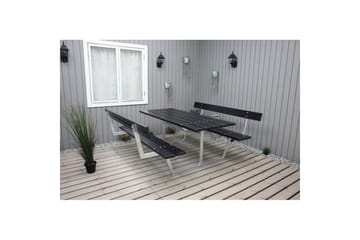 Piknikbord Rustikk Metall Med Ryggstøtte - Med Ryggstøtte, Svart - Hagemøbler - Hagebord - Piknikbord