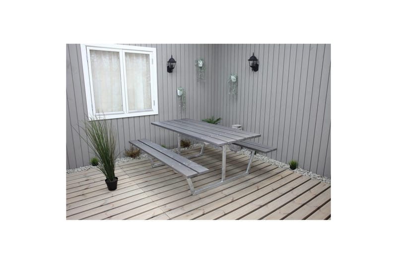 Piknikbord Rustikk Metall Uten Ryggstøtte, - Uten Ryggstøtte, Grå - Hagemøbler - Hagebord - Piknikbord