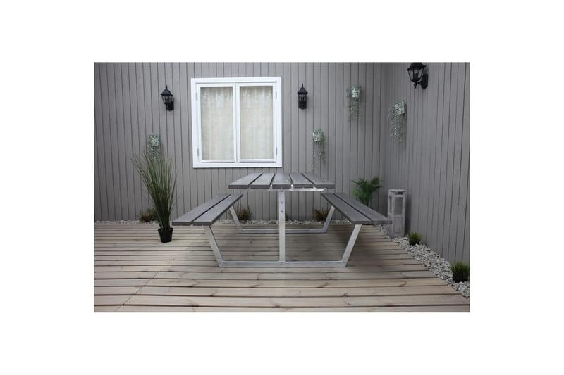 Piknikbord Rustikk Metall Uten Ryggstøtte, - Uten Ryggstøtte, Grå - Hagemøbler - Hagebord - Piknikbord