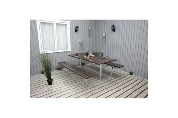 Piknikbord Rustikk Metall Uten Ryggstøtte - Uten Ryggstøtte, Brun - Hagemøbler - Hagebord - Piknikbord