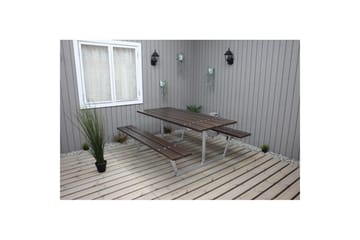 Piknikbord Rustikk Metall Uten Ryggstøtte - Uten Ryggstøtte, Brun - Hagemøbler - Hagebord - Piknikbord