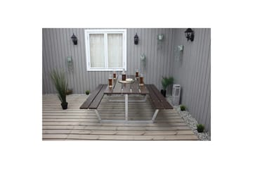 Piknikbord Rustikk Metall Uten Ryggstøtte - Uten Ryggstøtte, Brun - Hagemøbler - Hagebord - Piknikbord