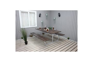 Piknikbord Rustikk Metall Uten Ryggstøtte - Uten Ryggstøtte, Brun - Hagemøbler - Hagebord - Piknikbord