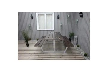 Piknikbord Rustikk Metall Uten Ryggstøtte - Uten Ryggstøtte, Brun - Hagemøbler - Hagebord - Piknikbord