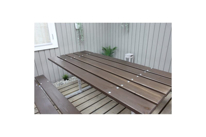 Piknikbord Rustikk Metall Uten Ryggstøtte - Uten Ryggstøtte, Brun - Hagemøbler - Hagebord - Piknikbord