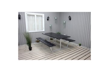 Piknikbord Rustikk Metall Uten Ryggstøtte - Uten Ryggstøtte, Svart - Hagemøbler - Hagebord - Piknikbord