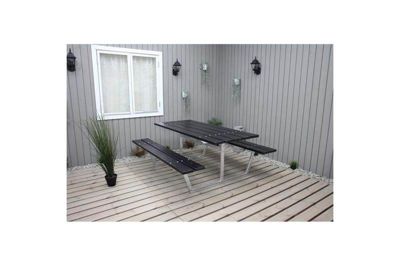 Piknikbord Rustikk Metall Uten Ryggstøtte - Uten Ryggstøtte, Svart - Hagemøbler - Hagebord - Piknikbord