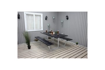 Piknikbord Rustikk Metall Uten Ryggstøtte - Uten Ryggstøtte, Svart - Hagemøbler - Hagebord - Piknikbord