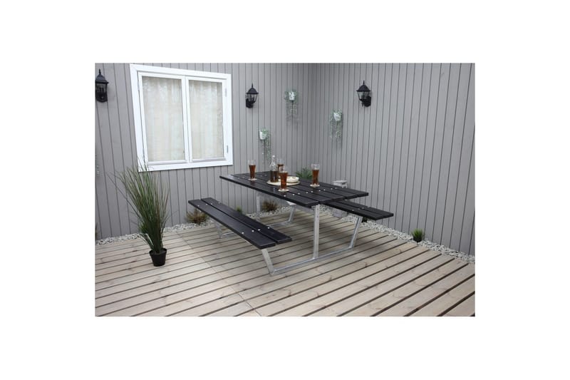 Piknikbord Rustikk Metall Uten Ryggstøtte - Uten Ryggstøtte, Svart - Hagemøbler - Hagebord - Piknikbord