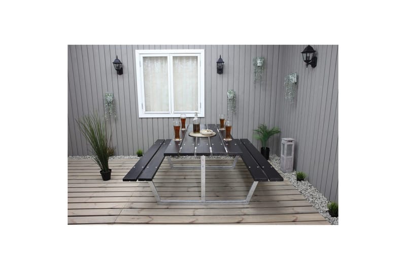 Piknikbord Rustikk Metall Uten Ryggstøtte - Uten Ryggstøtte, Svart - Hagemøbler - Hagebord - Piknikbord