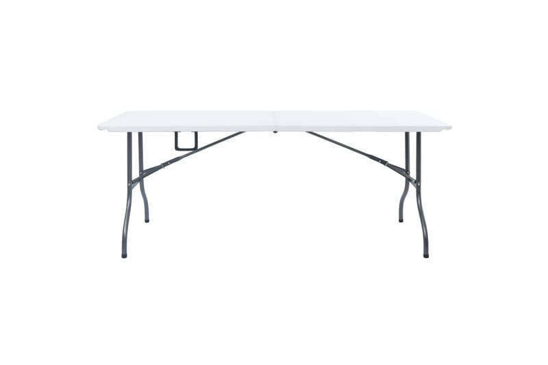 Sammenleggbart hagebord med 2 benker 180cm stål og HDPE hvit - Hvit - Hagemøbler - Hagebord - Piknikbord