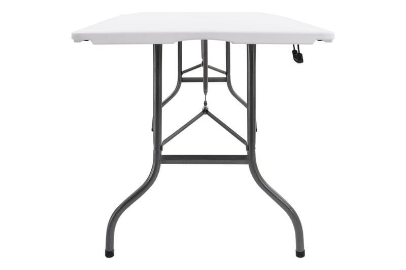 Sammenleggbart hagebord med 2 benker 180cm stål og HDPE hvit - Hvit - Hagemøbler - Hagebord - Piknikbord