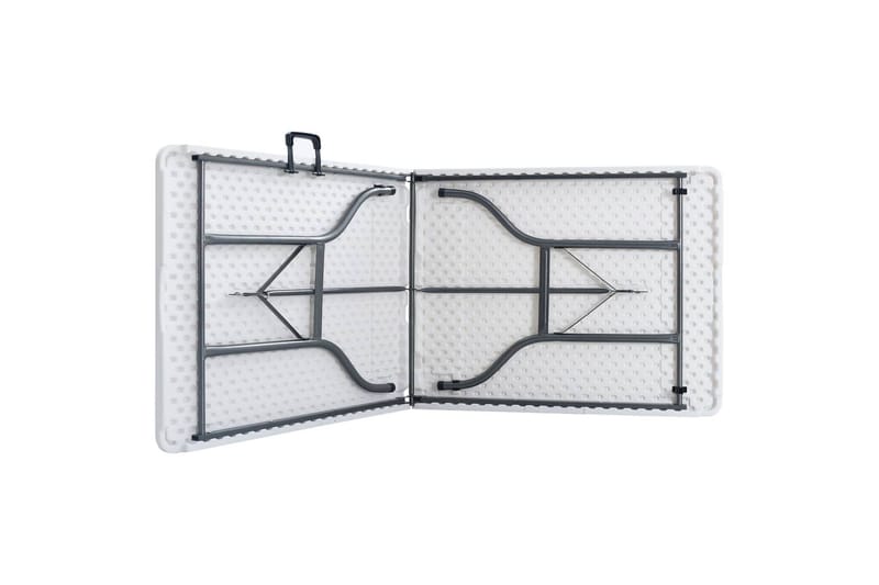 Sammenleggbart hagebord med 2 benker 180cm stål og HDPE hvit - Hvit - Hagemøbler - Hagebord - Piknikbord