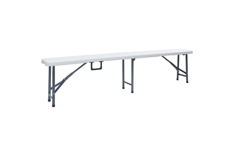 Sammenleggbart hagebord med 2 benker 180cm stål og HDPE hvit - Hvit - Hagemøbler - Hagebord - Piknikbord