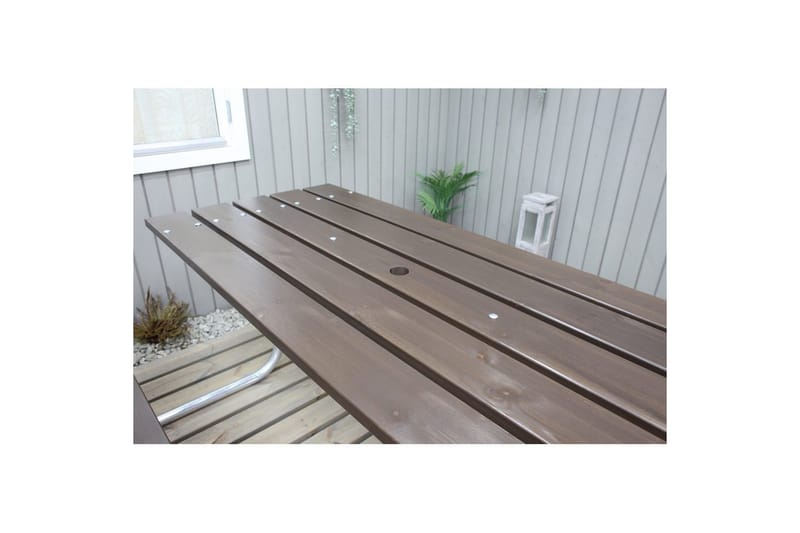 Piknikbord Stabil Metall Med Ryggstøtte - Med Ryggstøtte, Brun - Hagemøbler - Hagebord - Piknikbord