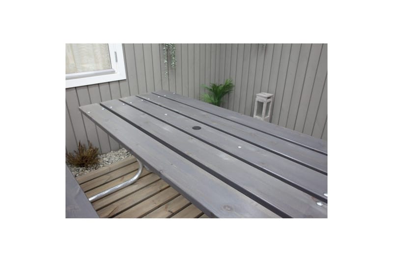 Piknikbord Stabil Metall Uten Ryggstøtte, - Uten Ryggstøtte, Grå - Hagemøbler - Hagebord - Piknikbord