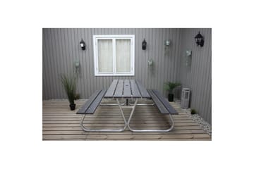 Piknikbord Stabil Metall Uten Ryggstøtte, - Uten Ryggstøtte, Grå - Hagemøbler - Hagebord - Piknikbord