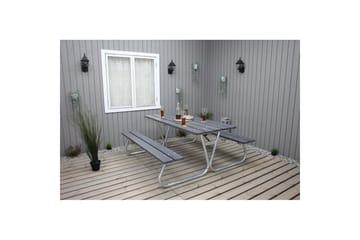 Piknikbord Stabil Metall Uten Ryggstøtte, - Uten Ryggstøtte, Grå - Hagemøbler - Hagebord - Piknikbord