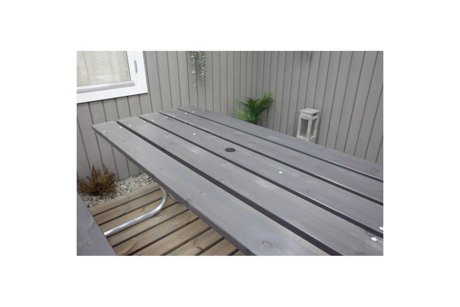 Piknikbord Stabil Metall Uten Ryggstøtte, - Uten Ryggstøtte, Grå - Hagemøbler - Hagebord - Piknikbord