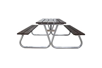 Piknikbord Stabil Metall Uten Ryggstøtte - Uten Ryggstøtte, Brun - Hagemøbler - Hagebord - Piknikbord