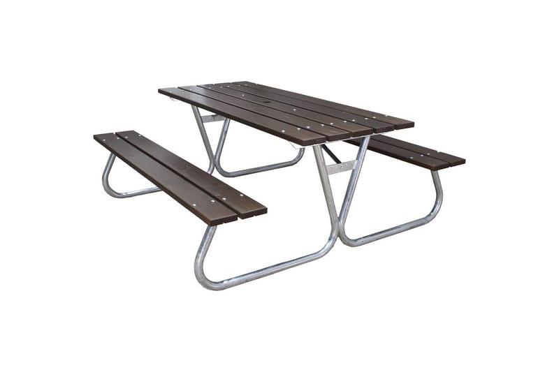 Piknikbord Stabil Metall Uten Ryggstøtte - Uten Ryggstøtte, Brun - Hagemøbler - Hagebord - Piknikbord