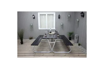 Piknikbord Stabil Metall Uten Ryggstøtte - Uten Ryggstøtte, Svart - Hagemøbler - Hagebord - Piknikbord