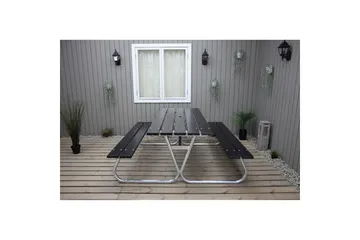Piknikbord Stabil Metall Uten Ryggstøtte - Uten Ryggstøtte, Svart - Hagemøbler - Hagebord - Piknikbord