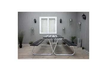 Piknikbord Stabil Metall Uten Ryggstøtte - Uten Ryggstøtte, Svart - Hagemøbler - Hagebord - Piknikbord