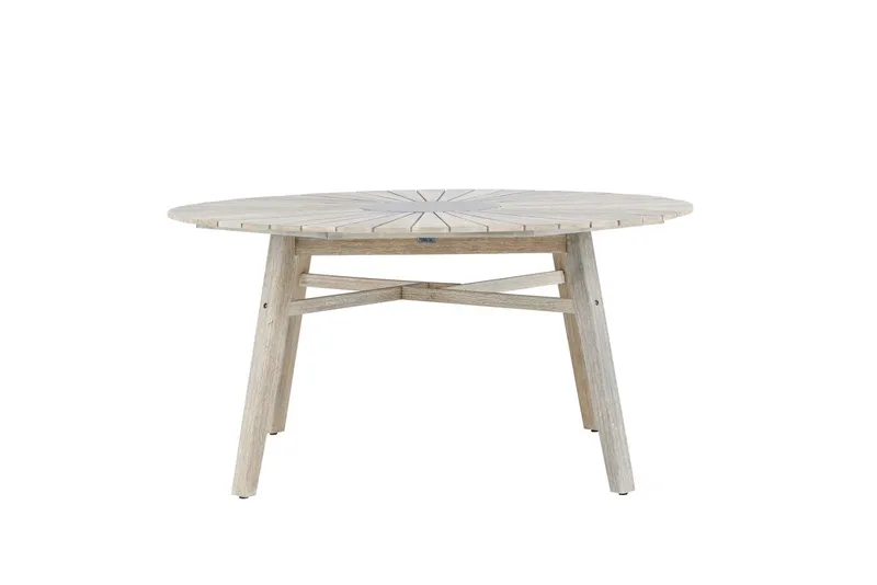 Rives rundt spisebord 150 cm utendørs - Hvitkalket - Hagemøbler - Hagebord - Spisebord ute