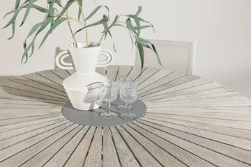 Rives rundt spisebord 150 cm utendørs - Hvitkalket - Hagemøbler - Hagebord - Spisebord ute