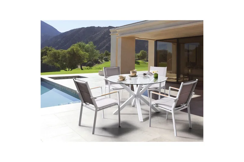 Rundt bord Maletto - Hvit, gjennomsiktig - Hagemøbler - Hagebord - Spisebord ute