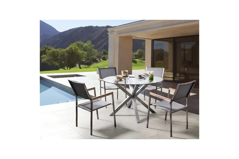 Rundt bord Maletto - Sølv, Transparent - Hagemøbler - Hagebord - Spisebord ute