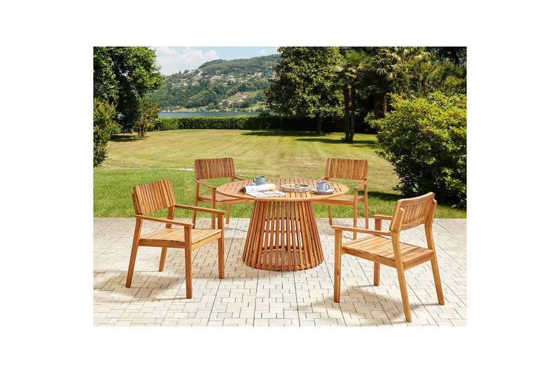 Runt bord Beliani Agello Light wood - Hagemøbler - Hagebord - Spisebord ute