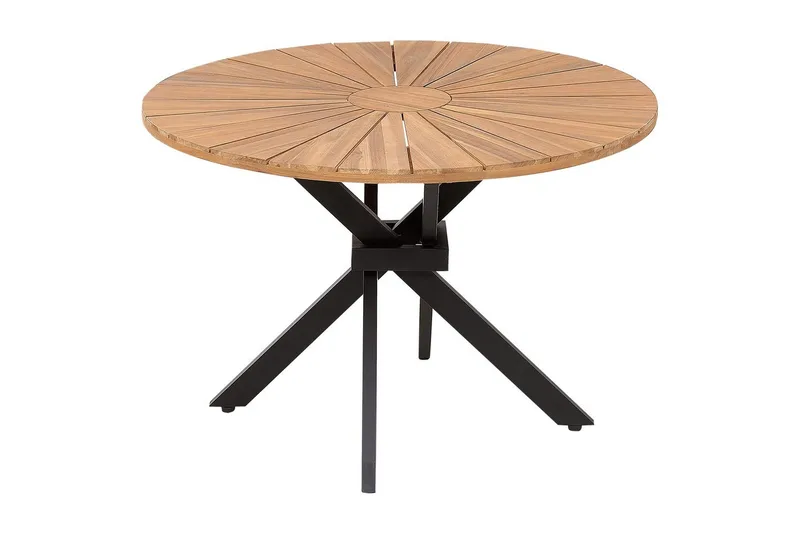 Runt bord Beliani Cissone Light wood||Black - Hagemøbler - Hagebord - Spisebord ute