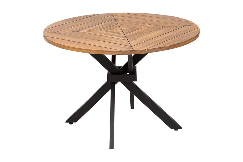 Runt bord Beliani Lissone Light wood||Black - Hagemøbler - Hagebord - Spisebord ute