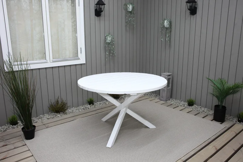 Scottsdale Hagebord Rund Hvit Ø 112 cm - Hvit - Hagemøbler - Hagebord - Spisebord ute