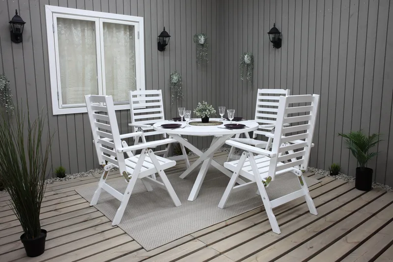 Scottsdale Hagebord Rund Hvit Ø 112 cm - Hvit - Hagemøbler - Hagebord - Spisebord ute