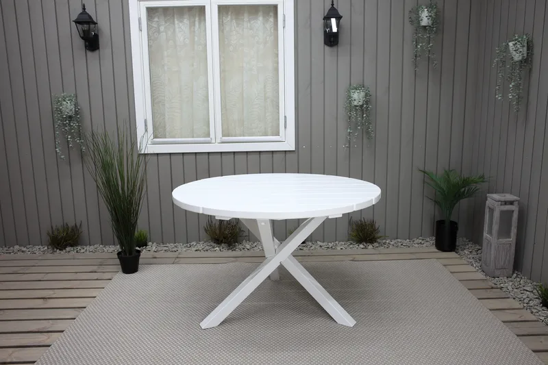 Scottsdale Hagebord Rund Hvit Ø 112 cm - Hvit - Hagemøbler - Hagebord - Spisebord ute