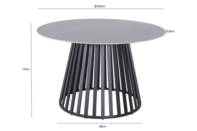 Sensi Spisebord Utendørs 120 cm - Svart - Hagemøbler - Hagebord - Spisebord ute