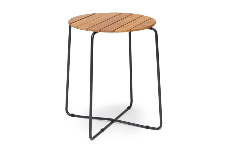 Hillerstorp Oas rundt kafébord og kaffe-ute bord utendørs 56 cm tre teak, Brun/svart