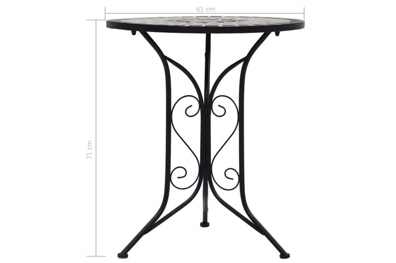 Mosaikkbistrobord grå 61 cm keramikk - Grå - Hagemøbler - Hagebord - Sidebord